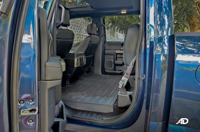 2020 Ford F-150 Inteiror rear seats folded. 