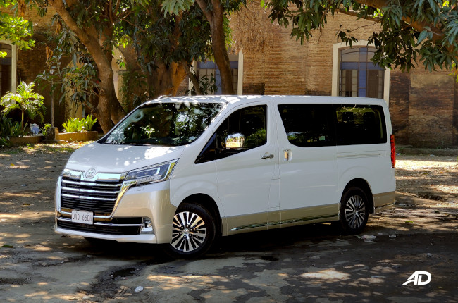 2020 Toyota Hiace Super Grandia Elite Exterior Front Quarter High Angle