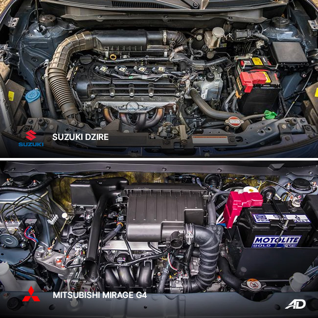 Dzire vs Mirage G4 engine comparo