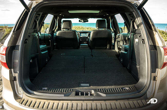 ford everest review road test cargo trunk flat interior