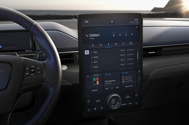 ford mustang mach-e electric crossover launch infotainment system interior