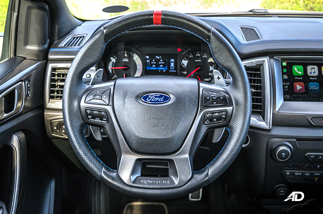 Ford Ranger Raptor interior road test steering wheel