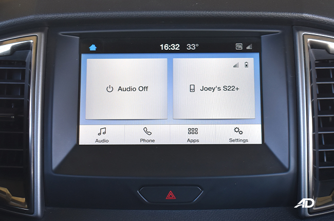 Ford Ranger XLT dashboard infotianment