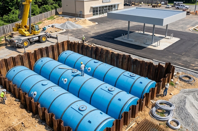 Gas station tanks