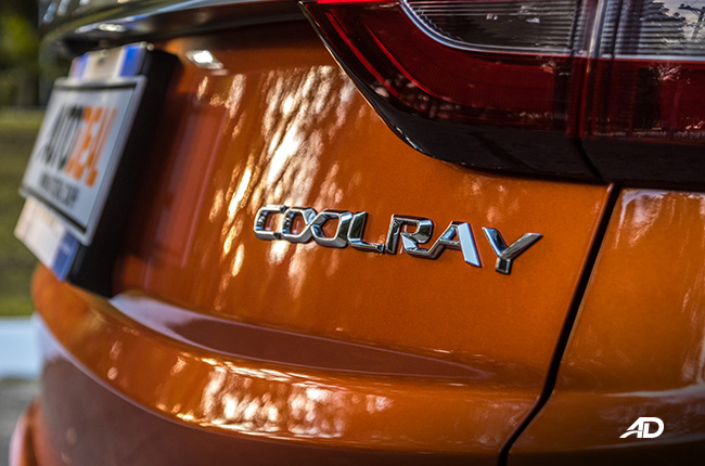 Geely coolray orange rear badge