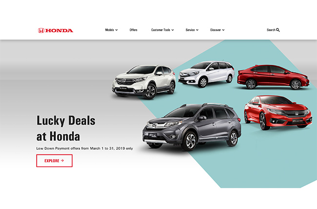 Honda Cars Philippines Website Main Header