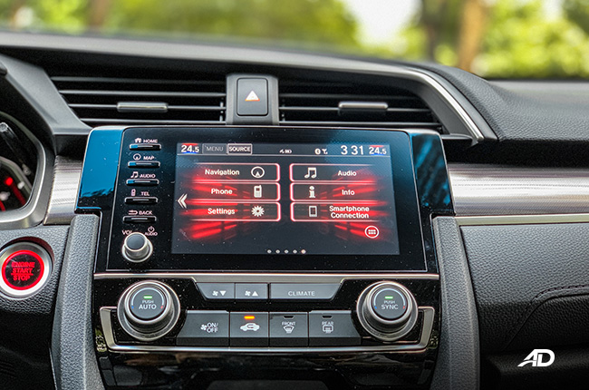 honda civic rs turbo road test interior infotainment philippines