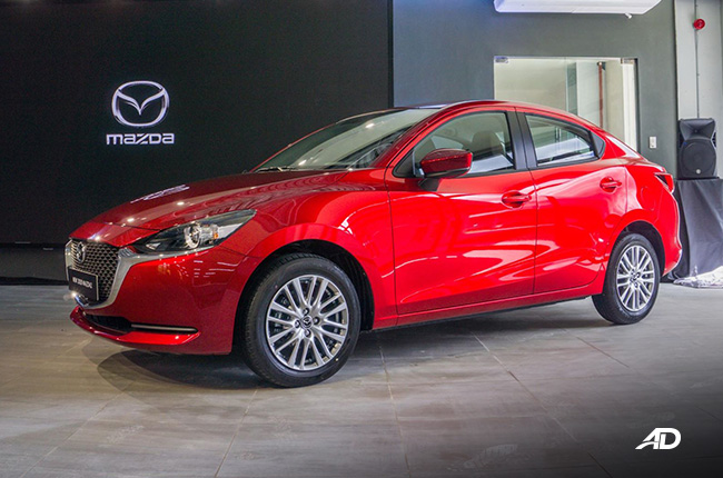 Mazda 2 facelift red sedan