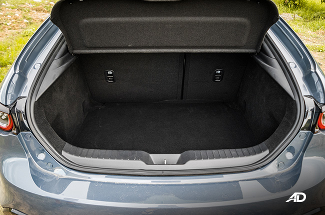 mazda3 sportback review road test trunk cargo interior