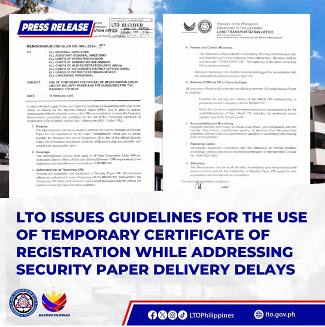 Memorandum Circular No. MVL-2026-4911
