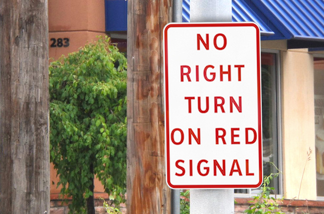 no turn on red violation