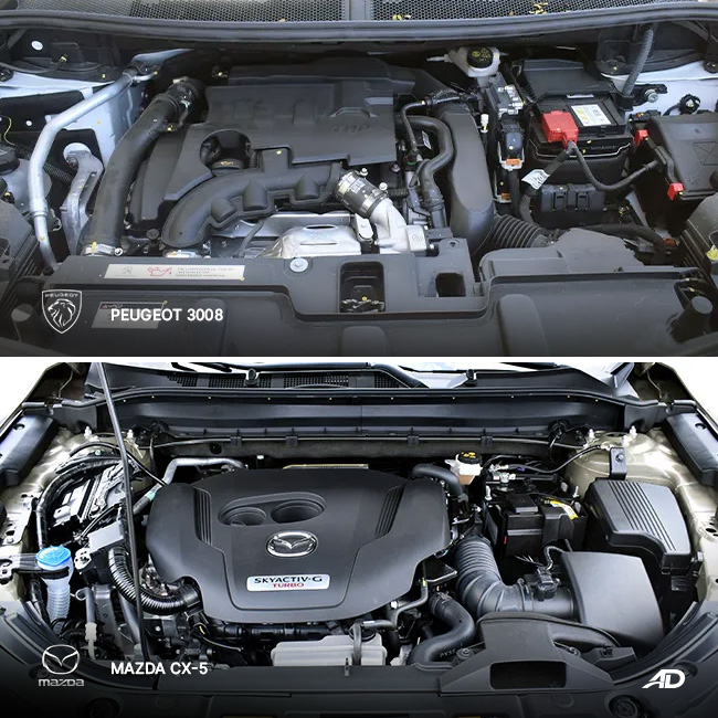 Peugeot 3008 vs Mazda CX-5 engine bay comparison