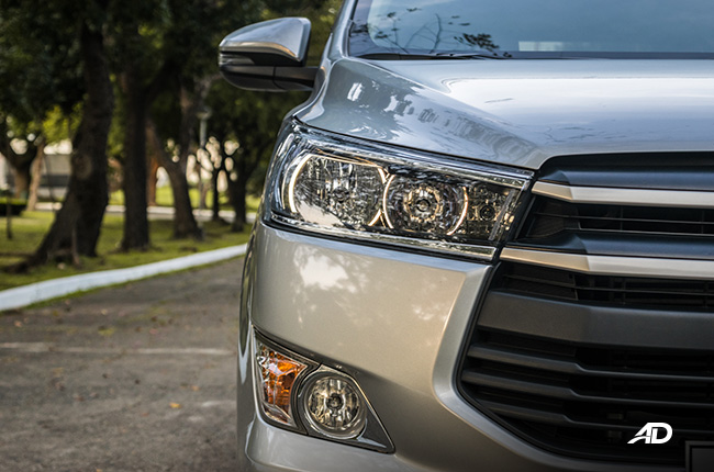 toyota innova e review road test headlights exterior