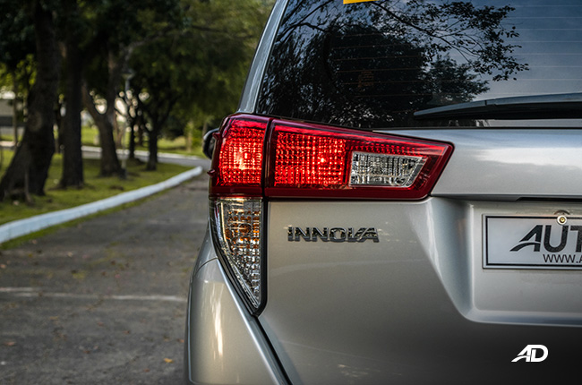 toyota innova e review road test taillights exterior