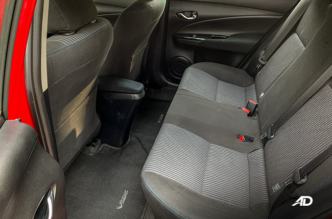 toyota vios 1.5 G prime road test review rear cabin interior