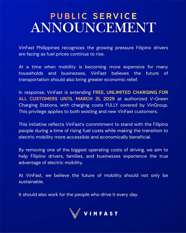 VinFast announcement