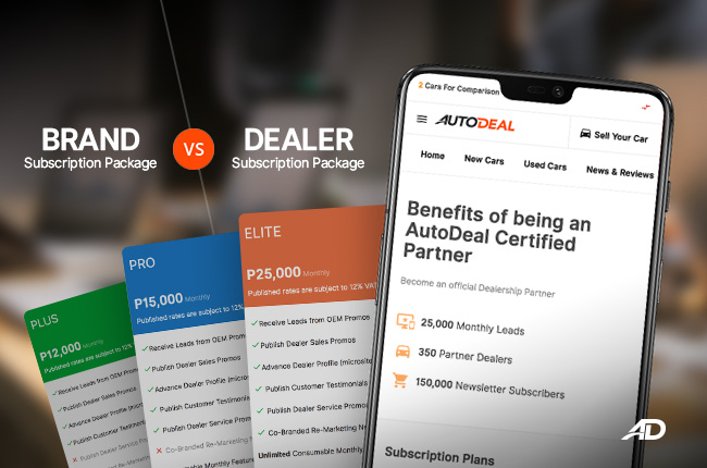 What are the differences between brand and dealer subscription packages on AutoDeal?