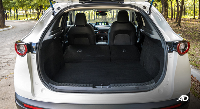 mazda cx-30 review road test trunk cargo seats folded interior